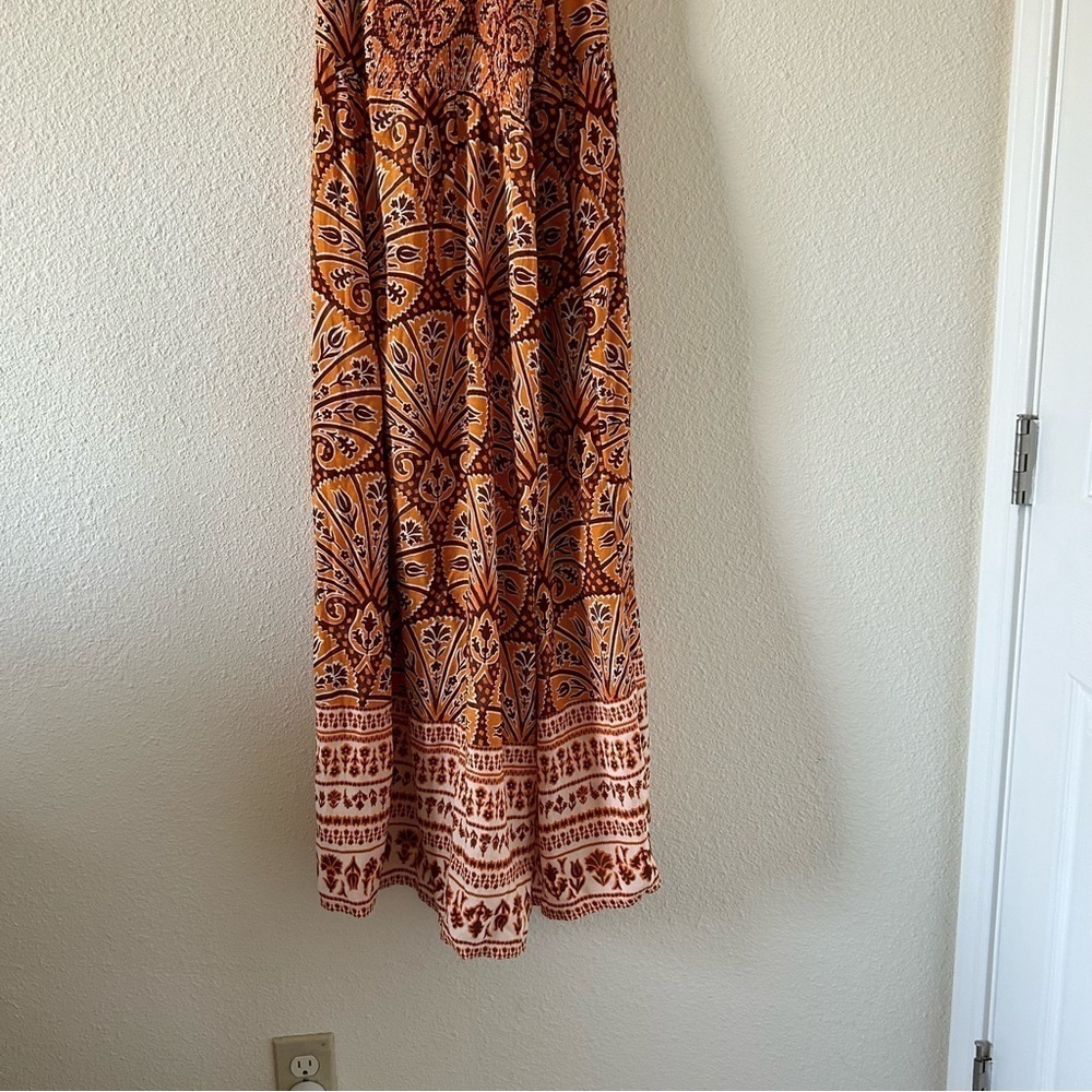 KNOX ROSE Orange Floral Halter Criss Cross Strap Midi Dress Women Sz XL NWOT - Picture 8 of 15